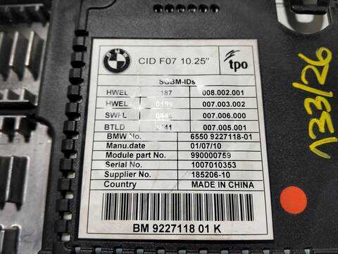 Foto 3ª: Mando Multifuncion Bmw Serie 5 518 530 D 245CV [N57D30A] (2009)