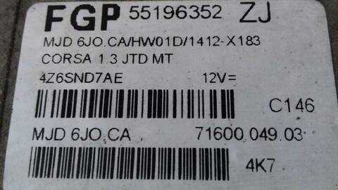 Foto 3ª: Centralita Motor ECU Opel Corsa 1.3 16V CDTI CAT Z 13 DT - LN9) 69CV 51KW [Z13DT] (2004)