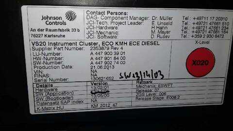 Foto 3ª: Cuadro de Instrumentos Mercedes Vito 109/111 CDI LANG 447.601) 114CV 84KW [R9M502] (2014)