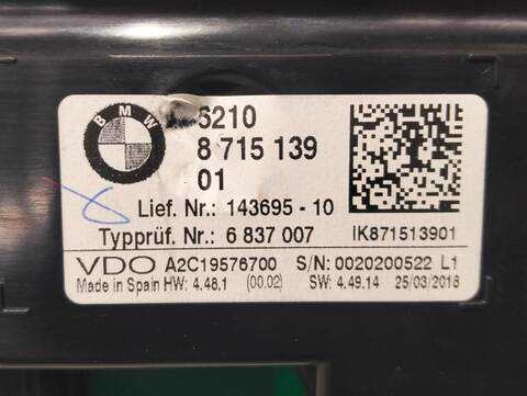 Foto 2ª: Cuadro de Instrumentos Bmw X1 SDRIVE 18D 150CV [B47C20B] (2015)