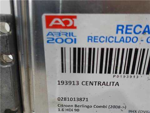 Centralita Motor ECU Citroen Berlingo 1.6 HDI 90 90CV 66KW
