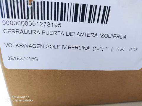 Cerradura Puerta Delantera Izquierda Volkswagen Golf BERLINA 90CV 66KW