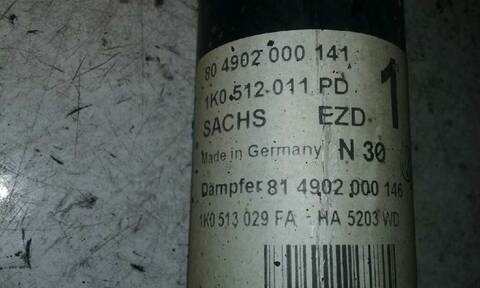 Foto 3ª: Amortiguador Trasero Derecho Volkswagen Golf 1.9 TDI BERLINA 105CV 77KW [BXE] (2008)