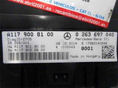 Foto 3ª: Cuadro de Instrumentos Mercedes Clase C 160 1.8 CLA 200 CDI EDITION 1 117.301) 136CV 100KW [651901] (2017)