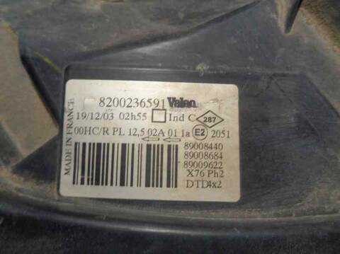 Foto 3ª: Faro Derecho Renault Kangoo ALIZE 64CV 47KW [F8Q P6] (2004)