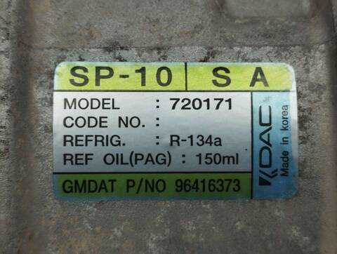 Foto 2ª: Compresor Aire Acondicionado Chevrolet Aveo LS 84CV 62KW [B12D1] (2008)