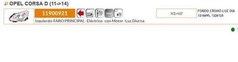 Foto 2ª: Faro Izquierdo Opel Corsa 90CV 66KW