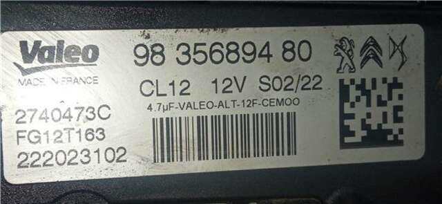 Alternador Citroen C3 1.2 COLLECTION [1.2 LTR. - 60 KW 12V E-VTI]