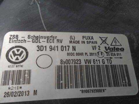 Foto 4ª: Faro Izquierdo Volkswagen Phaeton 3.2 V6 24V 241CV 177KW [BKL] (2004)