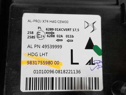 Foto 2ª: Faro Izquierdo DS 7 HIBRIDO 220 KW 299CV [EP6FADTXHP] (2017)