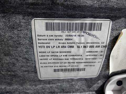 Foto 3ª: Tapizados Cartoneras Skoda Yeti ACTIVE 105CV 77KW [CBZB] (2014)