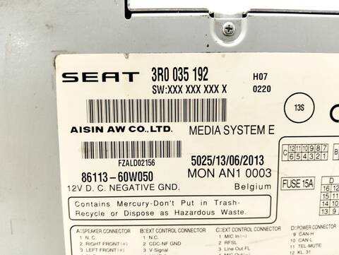 Foto 3ª: Sistema Audio Radio CD Seat Exeo STYLE 2 TDI 143CV (2009)