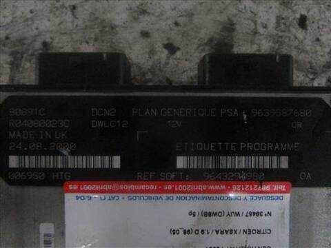 Foto 2ª: Centralita Motor ECU Citroen Xsara 1.9 D BERLINA 70CV 51KW [WJY (DW8B)] (2001)