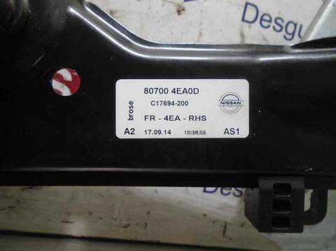 Foto 4ª: Elevalunas Eléctrico Delantero Derecho Nissan Qashqai 1.5 TD CAT 110CV 81KW [K9K] (2014)
