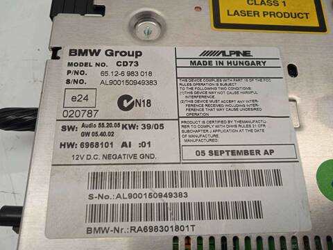 Foto 3ª: Sistema Audio Radio CD Bmw Serie 3 315 3.0 TD CAT BERLINA 231CV 170KW [306D3] (2007)