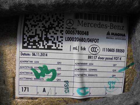 Foto 3ª: Tapizados Cartoneras Mercedes Clase C 160 CLA 220 CDI 117.303) 177CV 130KW [651930] (2015)
