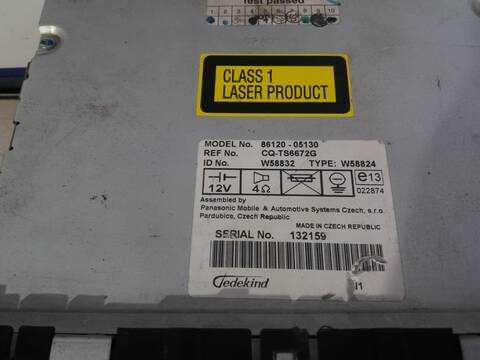 Foto 2ª: Sistema Audio Radio CD Toyota Avensis 1.8 16V CAT BERLINA 129CV 95KW [1ZZFE] (2004)