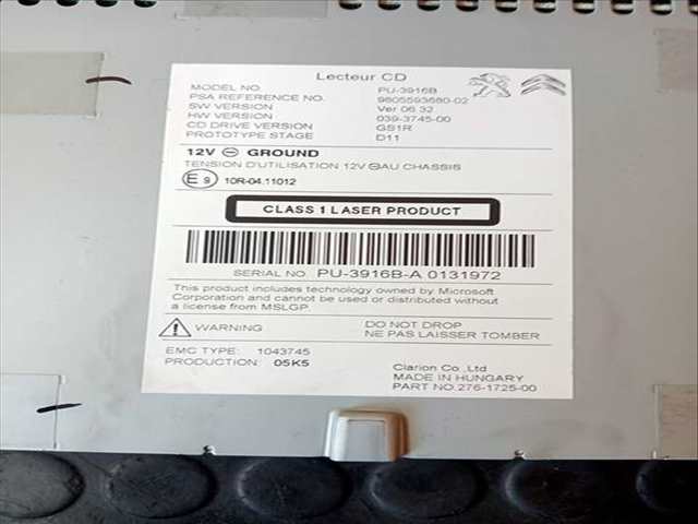 Foto 2ª: Sistema Audio Radio CD Peugeot 308 1.2 12V E 131CV (2013)