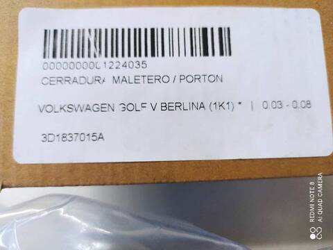 Foto 3ª: Cerradura Maletero Portón Volkswagen Golf BERLINA