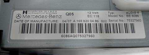 Foto 2ª: Sistema Audio Radio CD Mercedes Clase A 140 2.0 CDI CAT 82CV (2004)