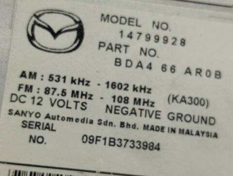 Foto 2ª: Sistema Audio Radio CD Mazda 3 1.6 CRDT ACTIVE BERLINA 109CV 80KW [Y6] (2009)