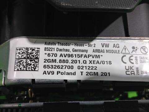 Foto 3ª: Airbag Delantero Izquierdo Volkswagen T-Cross ADVANCE 95CV [DKLA  DUSB  CHZL  DL] (2016)