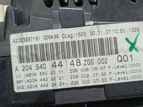 Foto 3ª: Cuadro de Instrumentos Mercedes Clase C 160 C 220 CDI 204.008) BERLINA 170CV 125KW [646811] (2008)