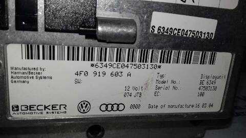 Foto 3ª: Pantalla Multifuncion Audi A6 3.0 TDI QUATTRO 165KW) BERLINA 225CV [BMK] (2004)