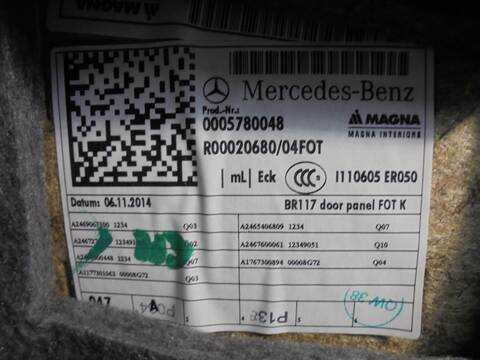 Foto 4ª: Tapizados Cartoneras Mercedes Clase C 160 CLA 220 CDI 117.303) 177CV 130KW [651930] (2015)