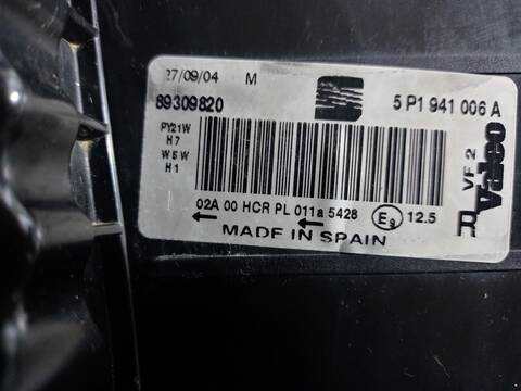 Foto 3ª: Faro Derecho Seat Toledo EXCLUSIVE 140CV 103KW [BKD] (2004)