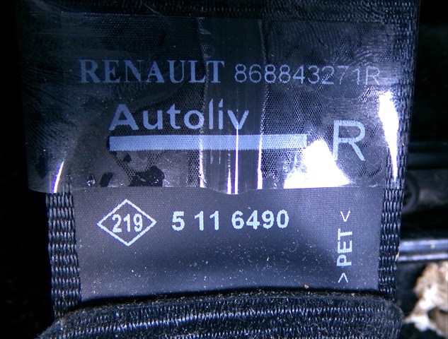 Foto 2ª: Cinturón Delantero Derecho Dacia Dokker 1.5 DCI 2012- [K9KC6] (2015)