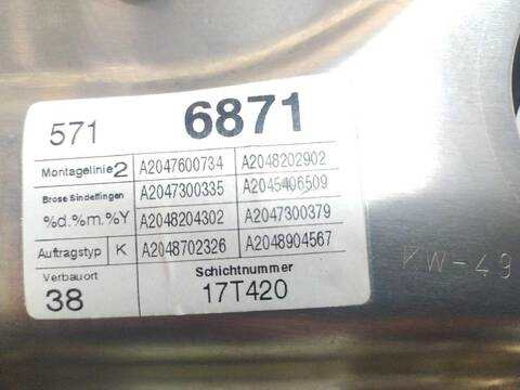 Foto 2ª: Elevalunas Manual Trasero Izquierdo Mercedes Clase C 160 C 200 CDI 204.007 204.006) (2007)