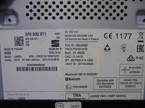 Foto 2ª: Pantalla Multifuncion Seat Leon 1.6 TDI 110CV 81KW [CXX] (2016)