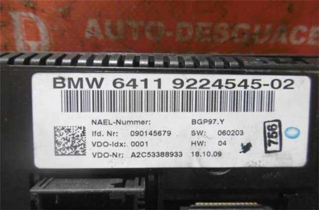 Foto 3ª: Mando Climatizador Bmw Serie 1 114 2.0 118D [2.0 LTR. - 90 KW 16V DIESEL CAT] [M47N 204 D4]