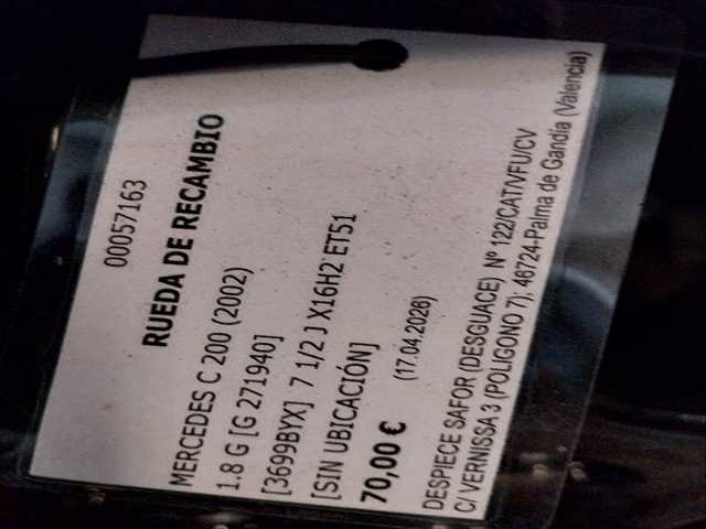 Foto 2ª: Rueda Mercedes Clase C 220 2.1 CDI (2003)