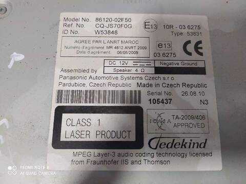 Sistema Audio Radio CD Toyota Auris HYBRID ACTIVE 99CV 73KW