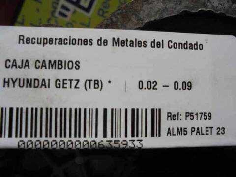 Foto 4ª: Caja Cambios Hyundai Getz 67CV 49KW (2007)