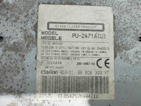 Foto 2ª: Sistema Audio Radio CD Peugeot Partner 1.9 DIESEL 69CV 51KW [WJZDW8] (2005)