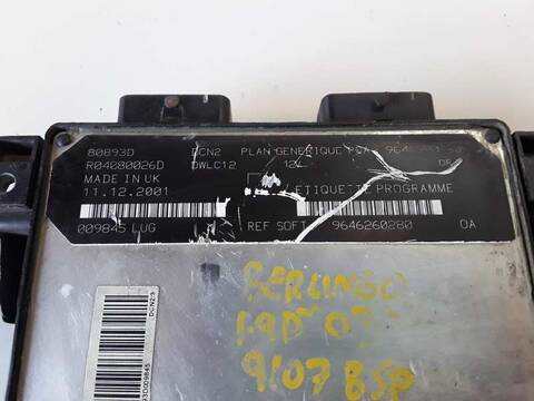 Foto 2ª: Centralita Motor ECU Citroen Berlingo 1.9 800 D FURG. 69CV (2012)