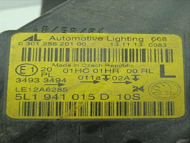 Foto 3ª: Faro Izquierdo Skoda Yeti EDITION OUTDOOR 110CV 81KW [CFHA] (2014)