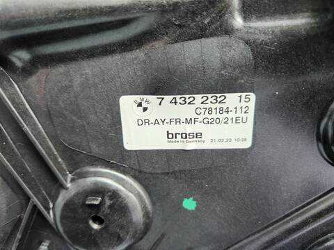 Foto 3ª: Elevalunas Eléctrico Delantero Derecho Bmw Serie 3 315 330D XDRIVE SPORT LINE 4P) BERLINA 265CV [B57D30A] (2022)