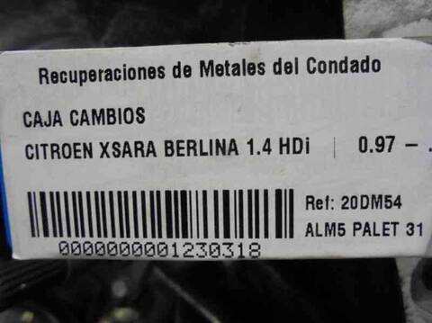 Foto 3ª: Caja Cambios Citroen Xsara 1.4 HDI BERLINA 68CV 50KW (1997)