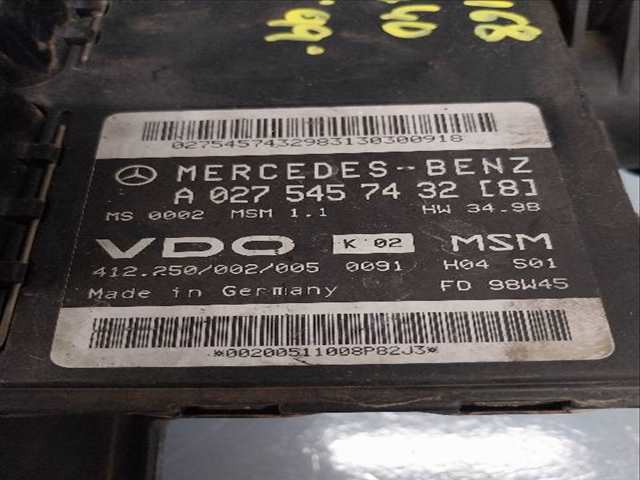 Foto 2ª: Centralita Motor ECU Mercedes Clase A 140 1.4 G [G 166940] (1999)