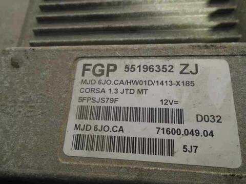 Foto 4ª: Centralita Motor ECU Opel Corsa 1.3 16V CDTI CAT Z 13 DT - LN9) 69CV 51KW [Z13DT] (2005)