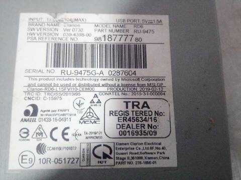 Foto 1ª: Sistema Audio Radio CD Peugeot Expert PRO STANDARD 116CV 85KW FURGON [BH01] (2016)