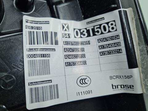 Foto 2ª: Elevalunas Manual Trasero Derecho Mercedes Clase G 230 GLA 200 CDI 156.908) 136CV 100KW [651930] (2016)