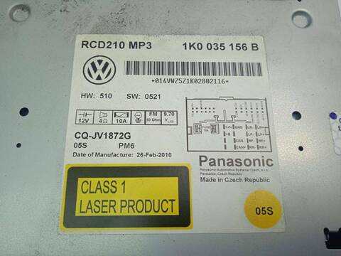 Foto 2ª: Sistema Audio Radio CD Volkswagen Golf 1.6 TDI DPF 105CV 77KW [CAY] (2010)