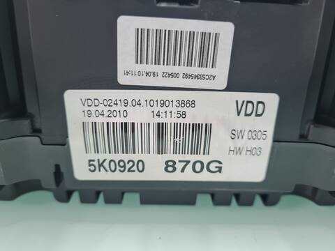 Foto 3ª: Cuadro de Instrumentos Volkswagen Golf 2.0 TDI 140CV 103KW [CFF] (2010)