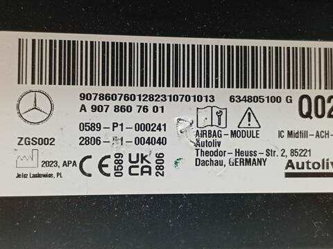 Foto 4ª: Airbag Cortina Delantero Derecho Mercedes Sprinter 419 CDI RWD 907.643 907.645 907.647) 190CV 140KW FURGONETA [654920] (2024)