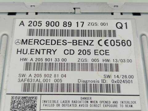 Foto 3ª: Sistema Audio Radio CD Mercedes Clase C 160 C 220 BLUETEC - D 205.204) 170CV 125KW [OM 651.921] (2016)
